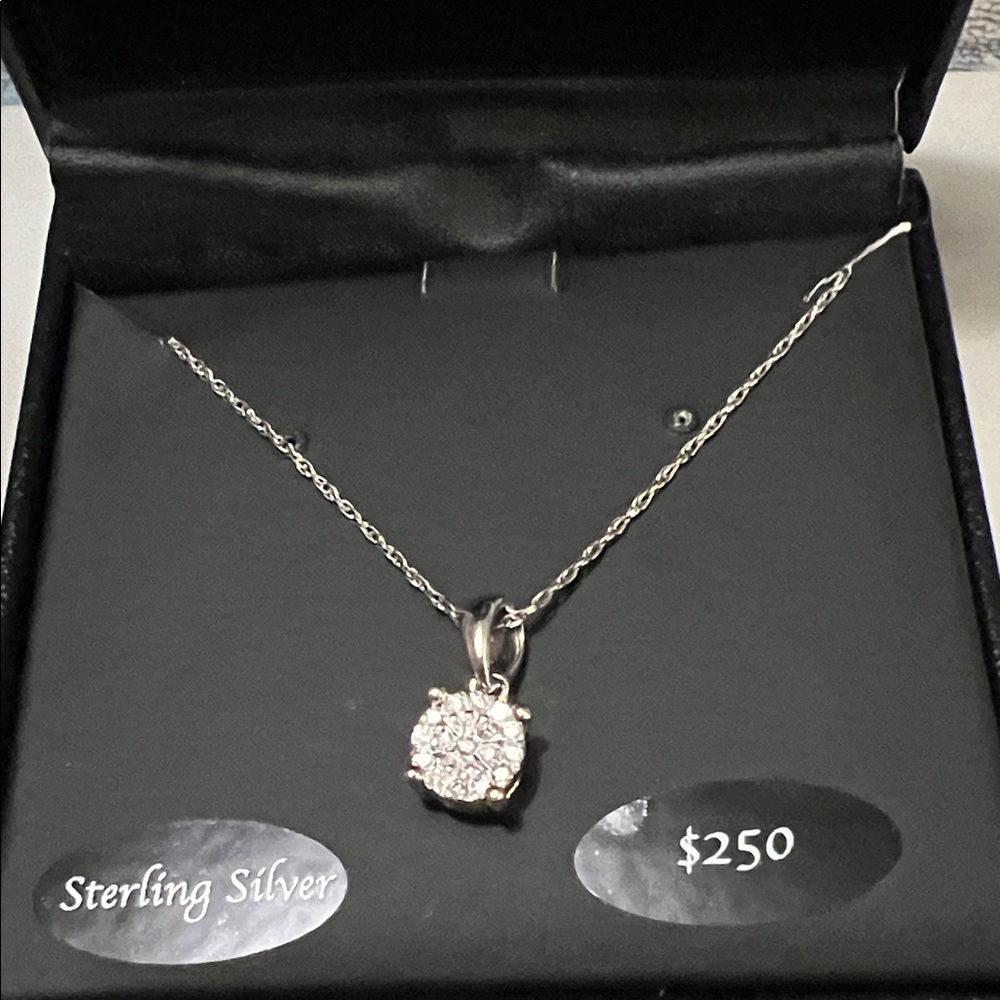 Macy's Sterling Silver Necklace with Sparkling Pendant